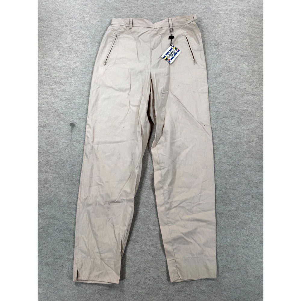 Missoni Sport Malerba Vintage Mens Trouser Pants 46 Beige Cotton Side Zip Italy